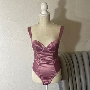 Victoria’s Secret Satin Bodysuit In Mauve/Lilac Pink